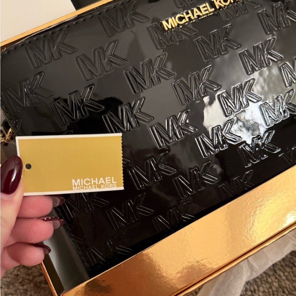 Michael Kors Black Embossed Logo Clutch